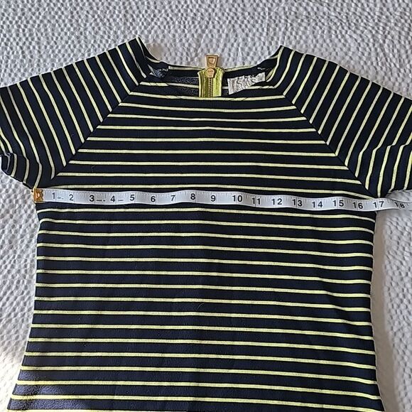 STS Sail To Sable Crew Neck Mini‎ Dress Short Sleeve Navy and Lime Stripped XS - Picture 3 of 7